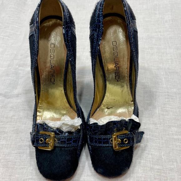 DSQUARED2 - Pony & Alligator 4.5" Heels - Navy - Size 37 - Picture 7 of 8